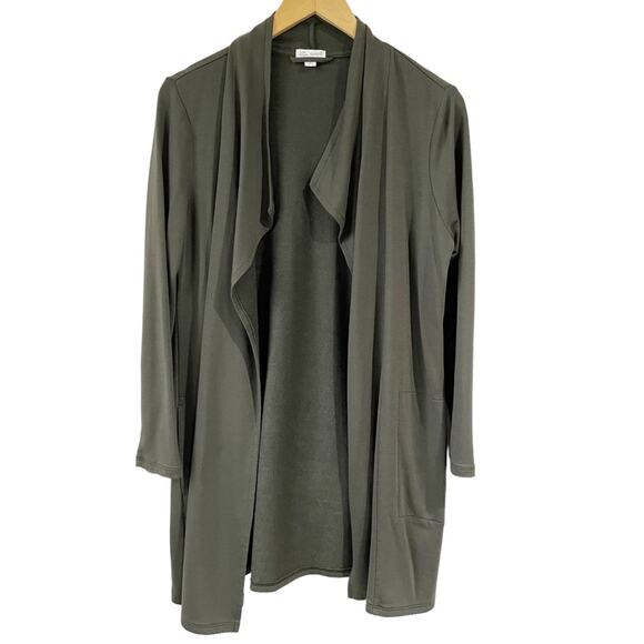 Pure J Jill Luxe Tencel Army Green Medium Petite Cardigan - Picture 1 of 5